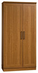 Transitional Storage Cabinet, Frame Paneled Doors With Metal Handles, Sienna Oak