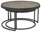 Benzara BM242065 2 Piece Nesting Table With Elm Wood Top, Gray