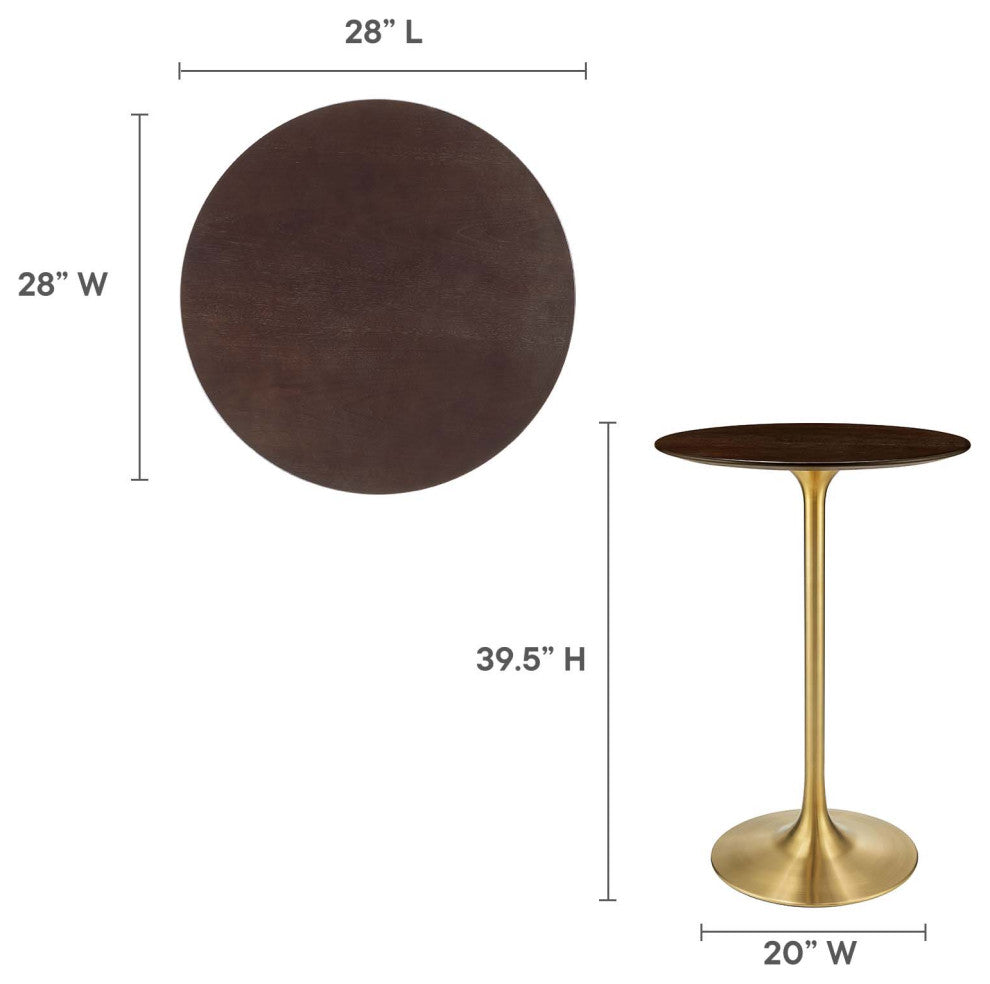 Modway Lippa 28" Wood Bar Table, Gold Cherry Walnut