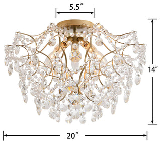 Belle Brushed Silver-ish Champagne 5-Light Larger Crystal Flush Mount