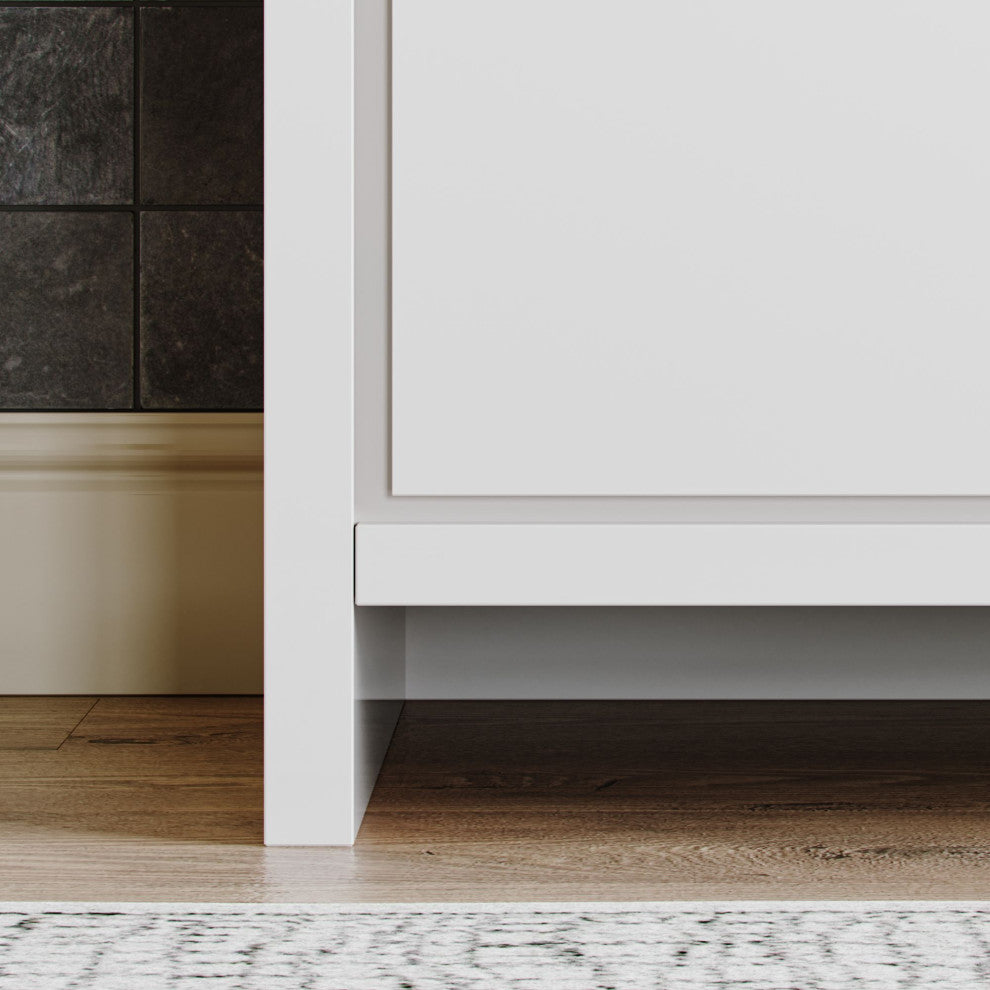 Esconde Bath Vanity, High Gloss White, 48", Double Sink, Freestanding