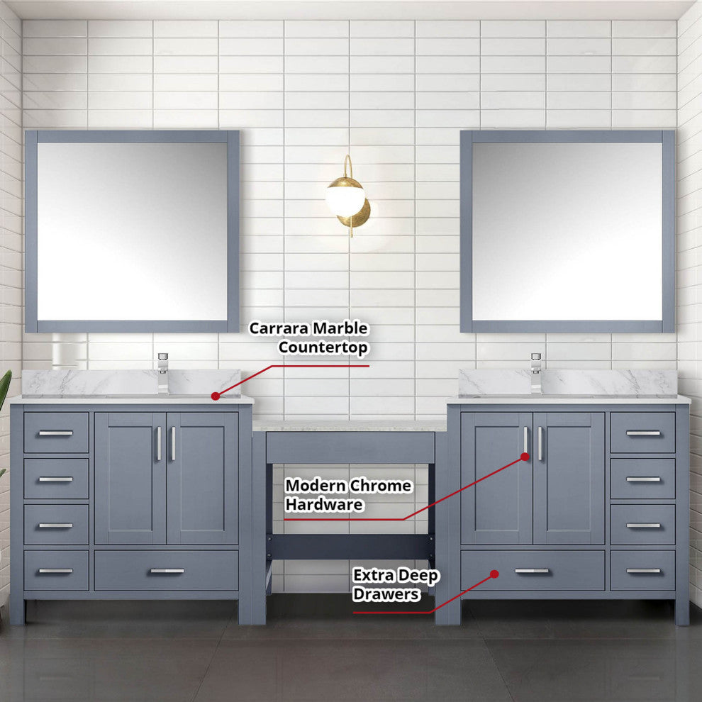 Lexora Coraline Double Bath Vanity Dark Gray 102 With Countertop & Mirror