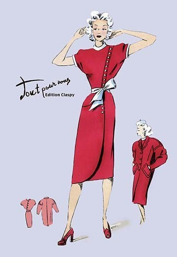 Red Dress with Matching Overcoat - Gallery Wrapped Canvas Art 28" x 42"