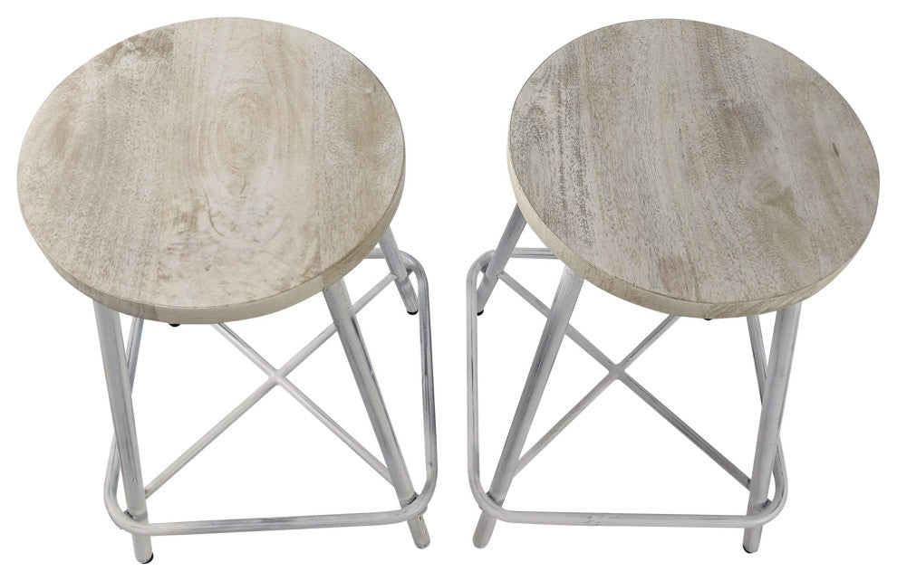 Illona 24" Stool, Set of 2, Whitewash