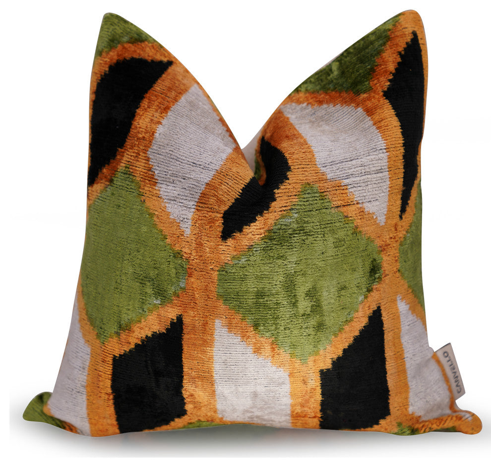 Canvello Handmade Gold Army Green Throw Pillows 16x16 inch