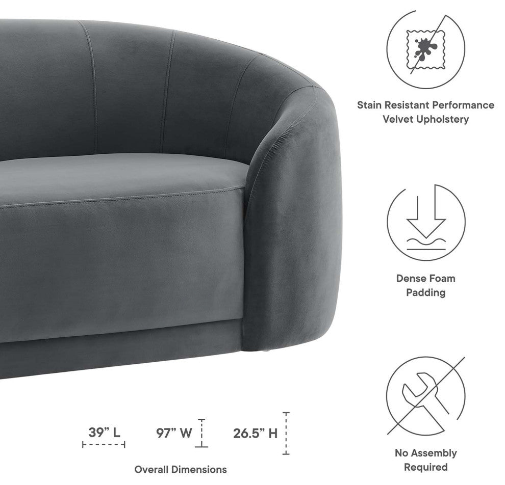 Contessa Performance Velvet Sofa, Gray