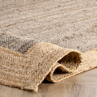 Nuloom Jute Simple Border Area Rug, Grey 4' Round