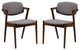 Set of 2 Dining Side Chairs, Gray and Dark Walnut