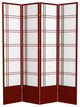 7'' Tall Double Cross Shoji Screen, Rosewood, 4 Panels