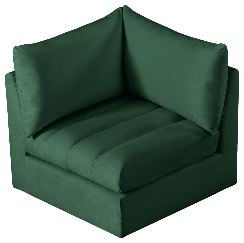 Jacob Velvet Upholstered Modular Corner Chair, Green