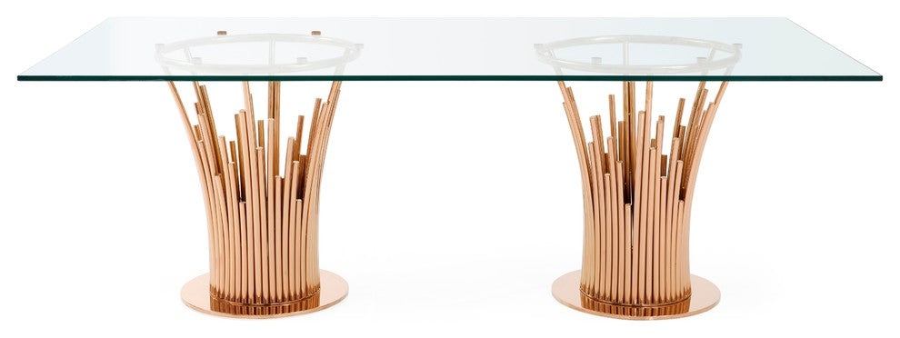 Modrest Paxton Modern Glass and Rosegold Dining Table