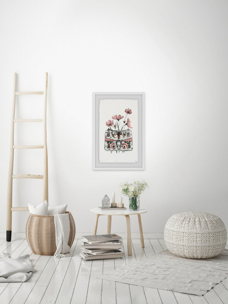 "Purse with Pink Flowers" Framed Painting Print, 12"x18"