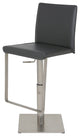 Kailee Adjustable Bar Stool, Brushed Steel, Gray Leather