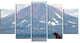 Large Bear in Front of Volcano, Landscape Canvas Wall Art, 60"x32", 5 Panels