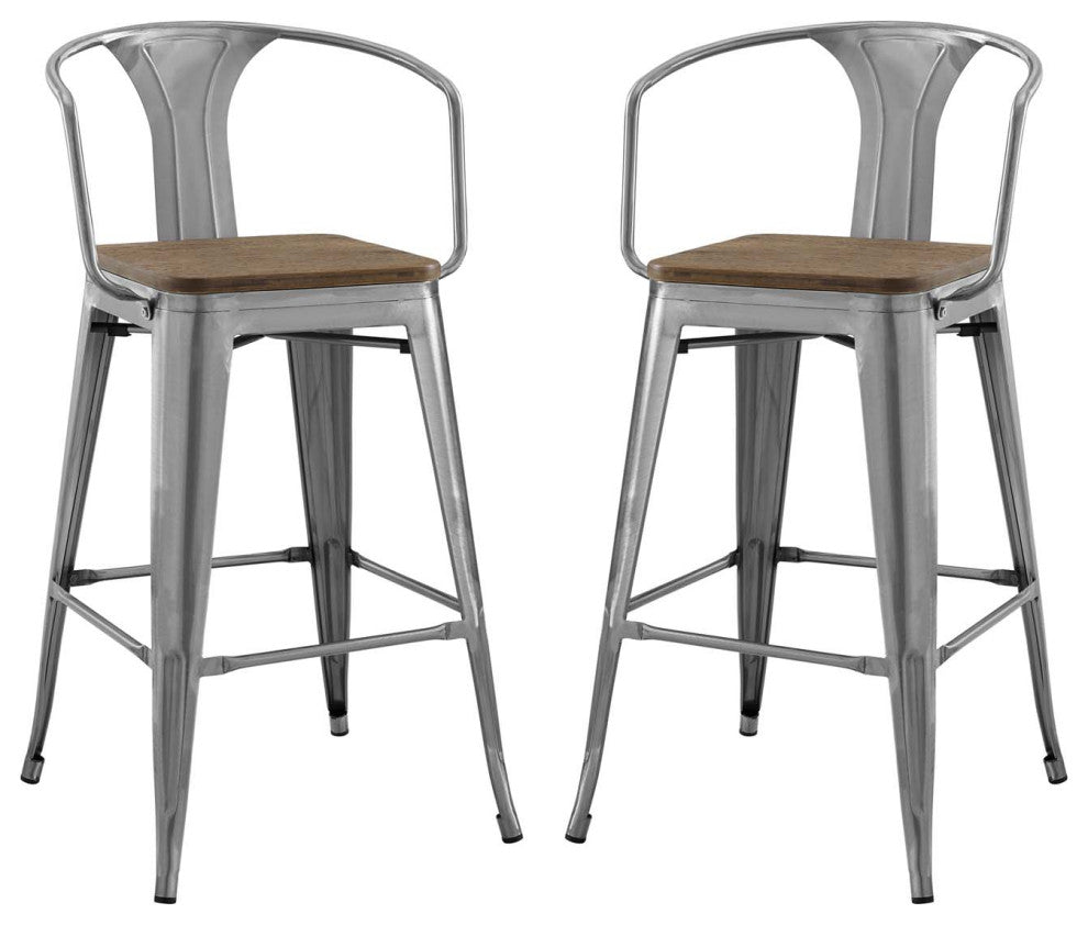 Promenade Bar Stool Set of 2 - Gunmetal