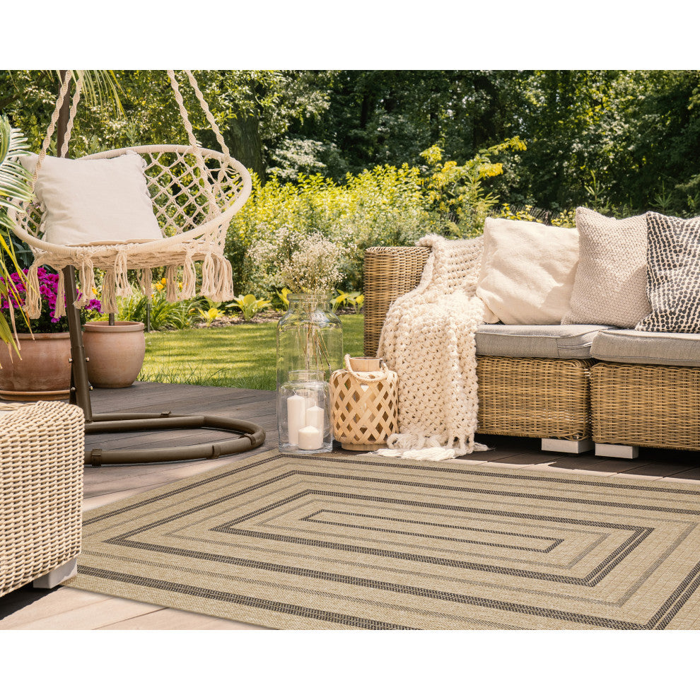 Sahara Multi Border Indoor/Outdoor Rug Natural 7'10"x9'10"