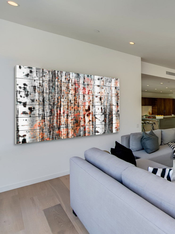 "Tree Ski" Print on White Wood, 60"x30"