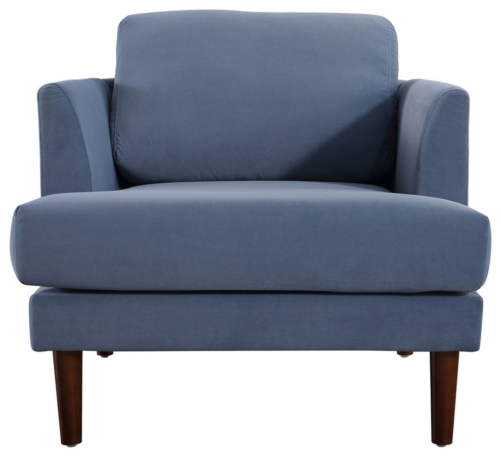 Minae Modern Contemporary Velvet Armchair, Blue