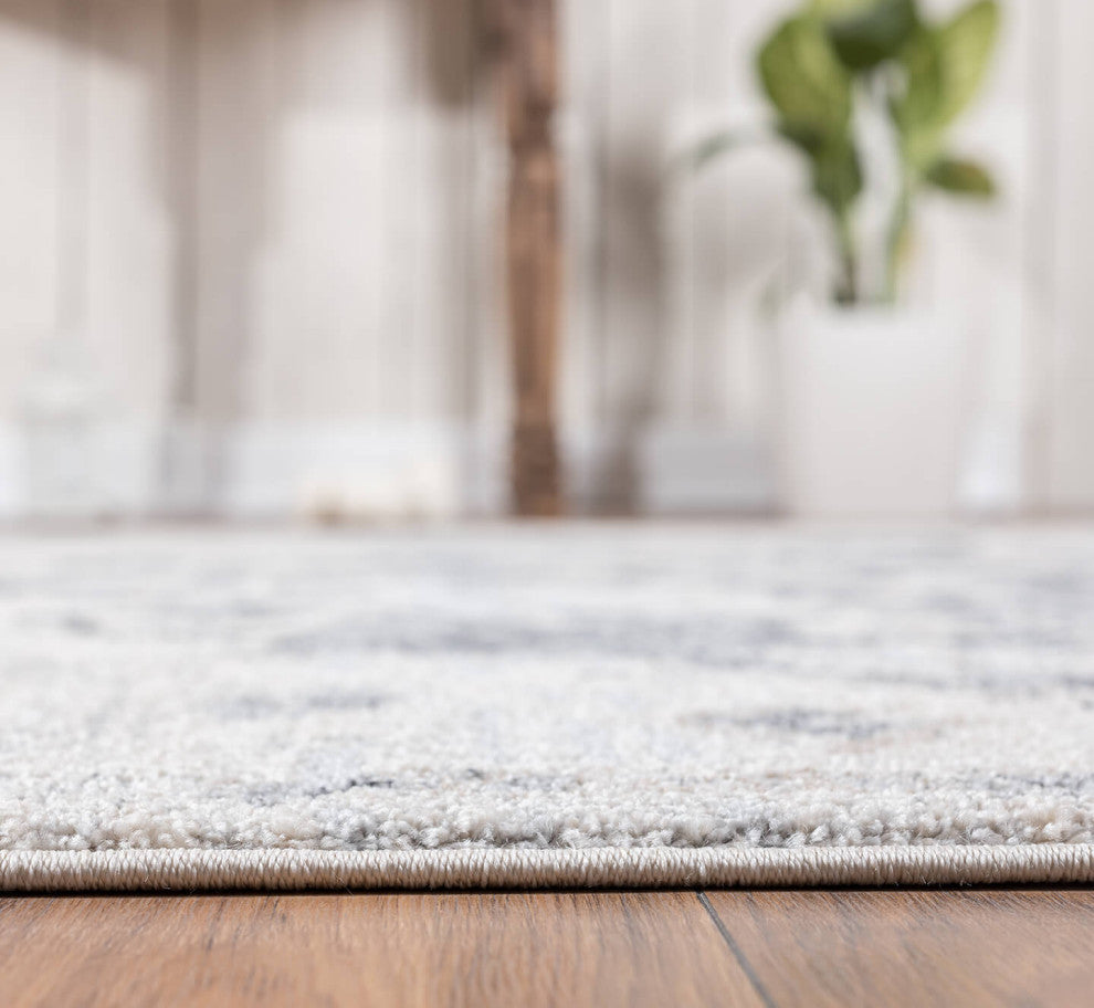 Abani Quartz QRZ190A Grey Vintage Medallion Area rug