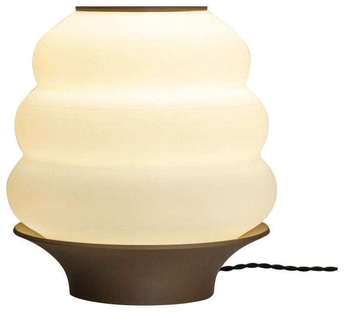 Honey Pot 12" Plant-Based PLA Dimmable LED Table Lamp, White/Brown