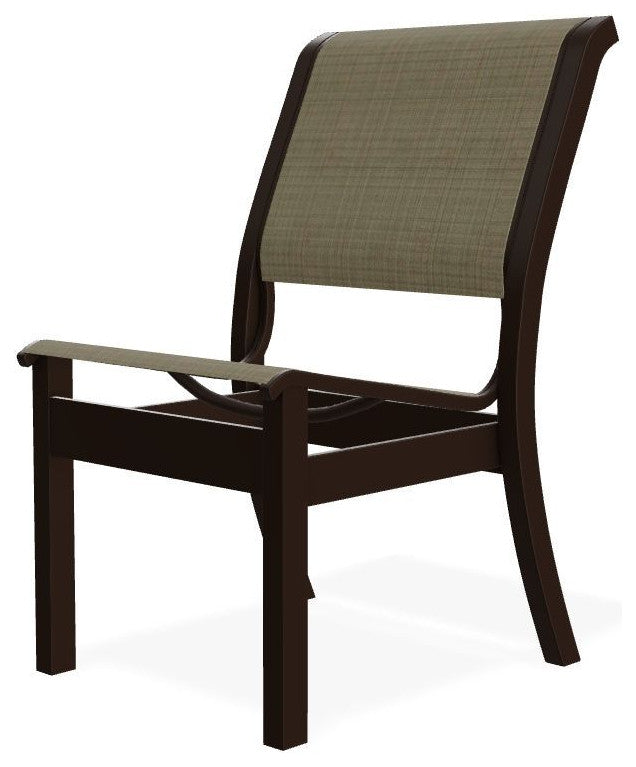 Leeward Sling Stackable Outdoor Dining Chair, Elevation Stone/Kona