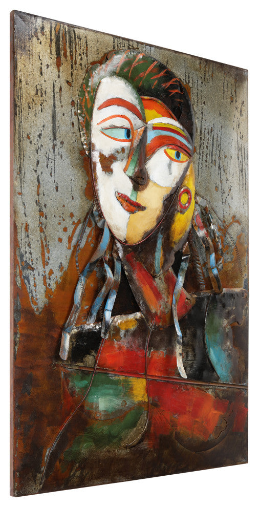 "Homme 1" Primo Mixed Media Hand Painted 3D Metal Wall Art