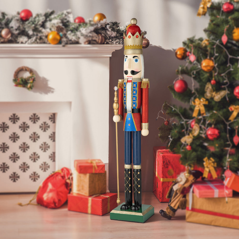 54"H Wooden Christmas Glitter King Nutcracker