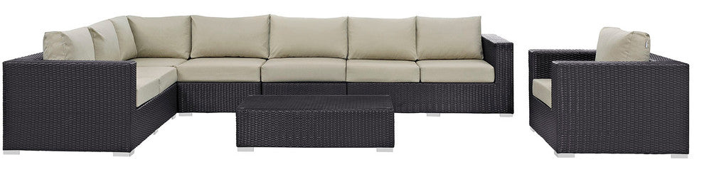 Espresso Beige Convene 7-Piece Outdoor Patio Sectional Set