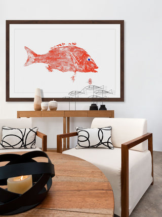 "Big Red Fish" Framed Painting Print, 24"x16"