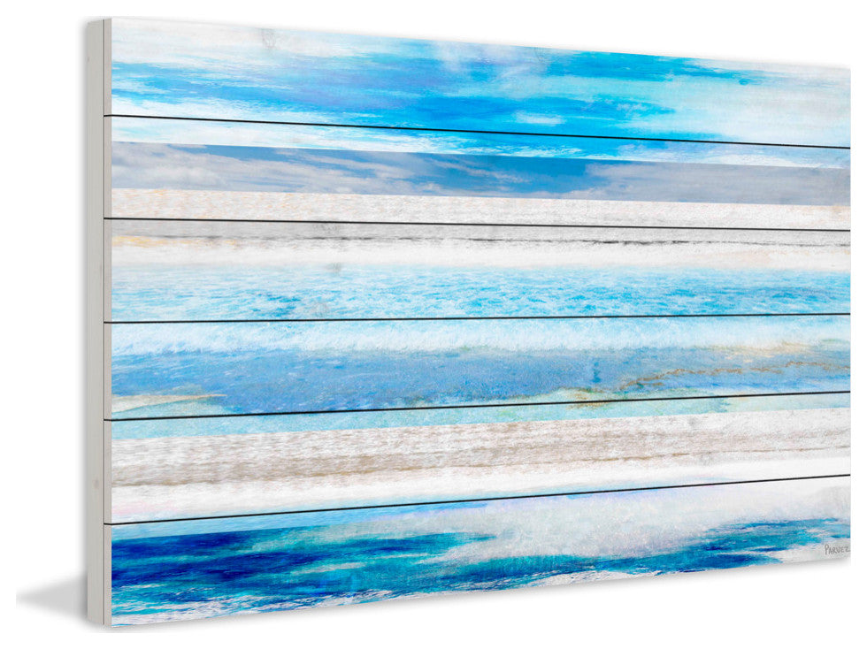 "Baia Azul" Print on White Wood, 36"x24"