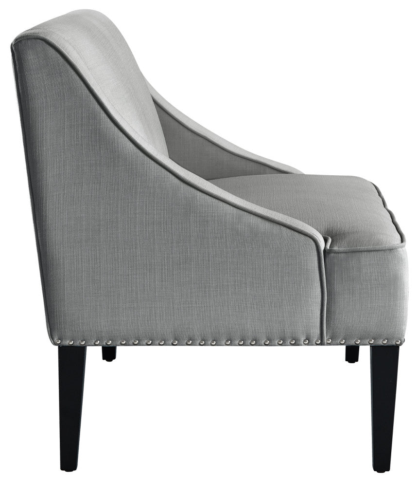 Inspired Home Aryanna Bench Upholstered, Light Gray Linen