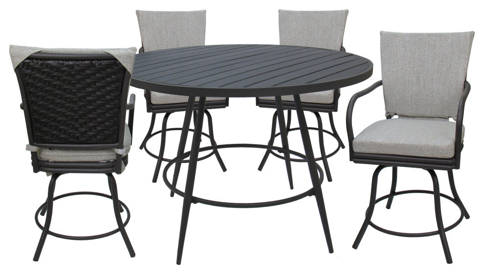 Outdoor/Indoor Patio Dinette Swivel Ofir Chair, White Linen Gray