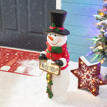 29.25"H Christmas Resin Snowman Porch Decor