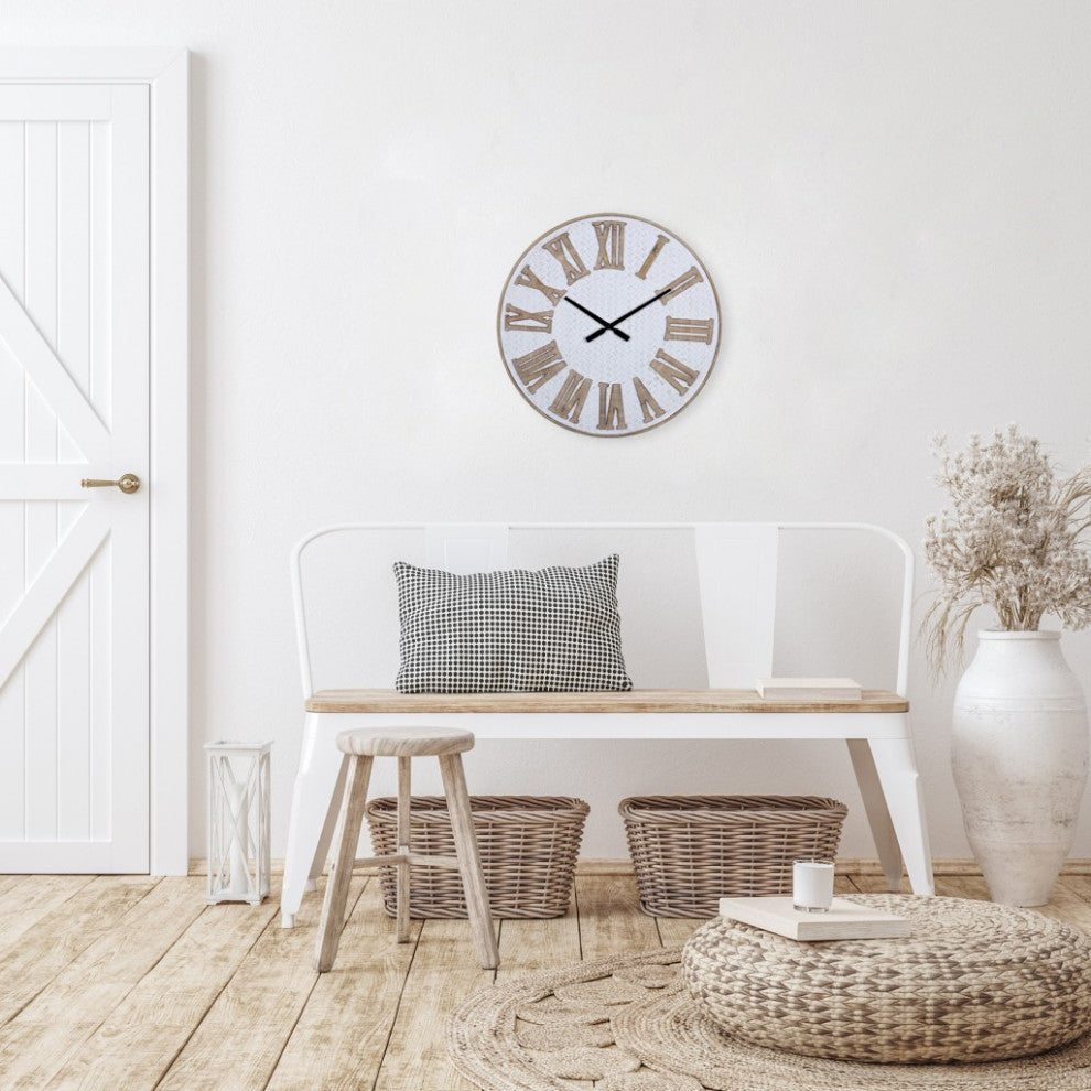 Rustic Wooden Roman Numeral Wall Clock