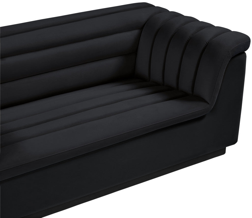 Cascade Upholstered Set, Black, Velvet, Loveseat