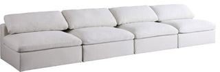 Serene Linen Textured Fabric Deluxe Comfort 4-Piece Modular Sofa, Cream