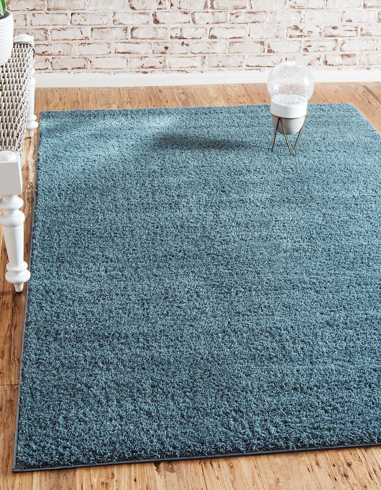 Unique Loom Slate Blue Studio Solid Shag 4' 0 x 6' 0 Area Rug