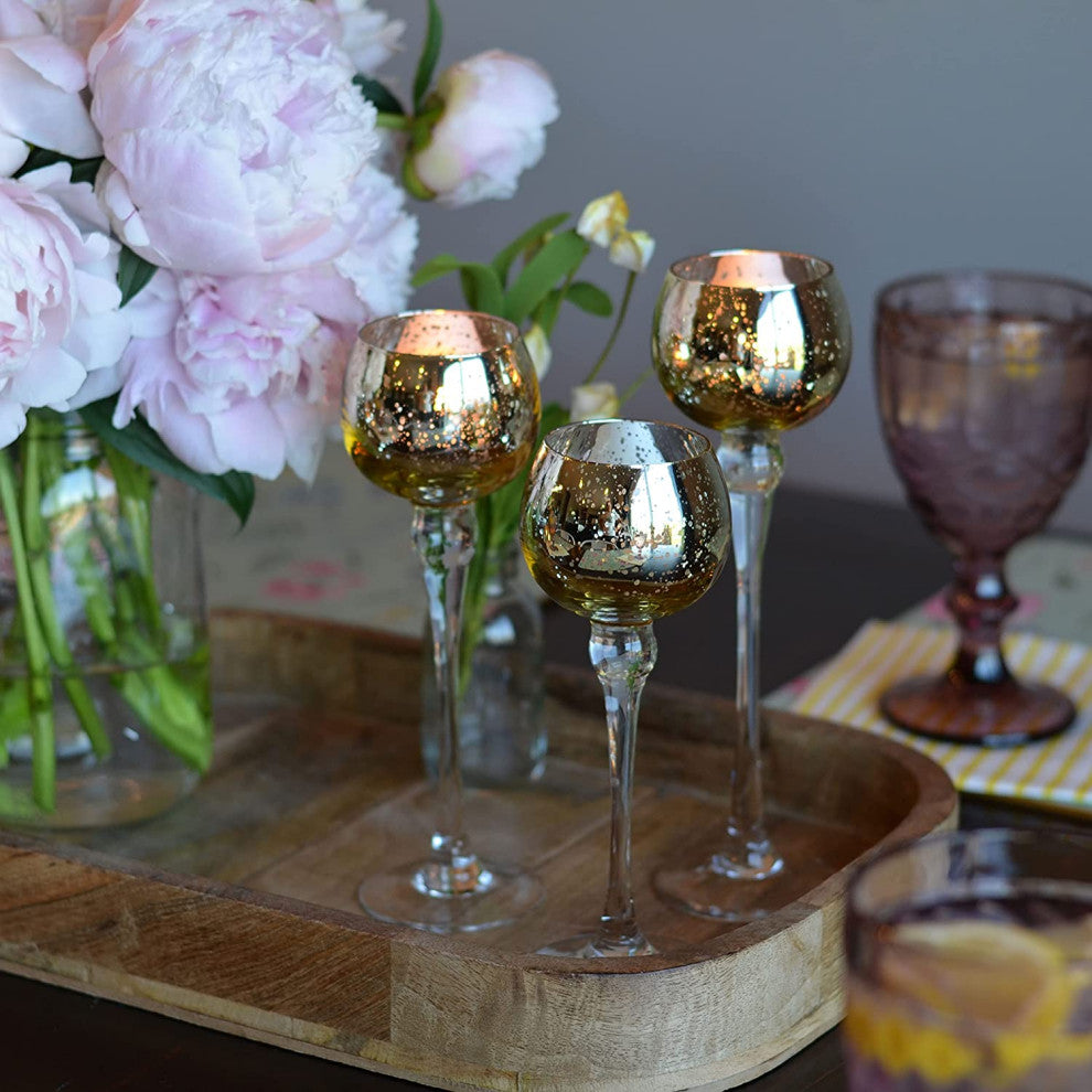 3 Piece Gold Baby Long Stem Candle Holders