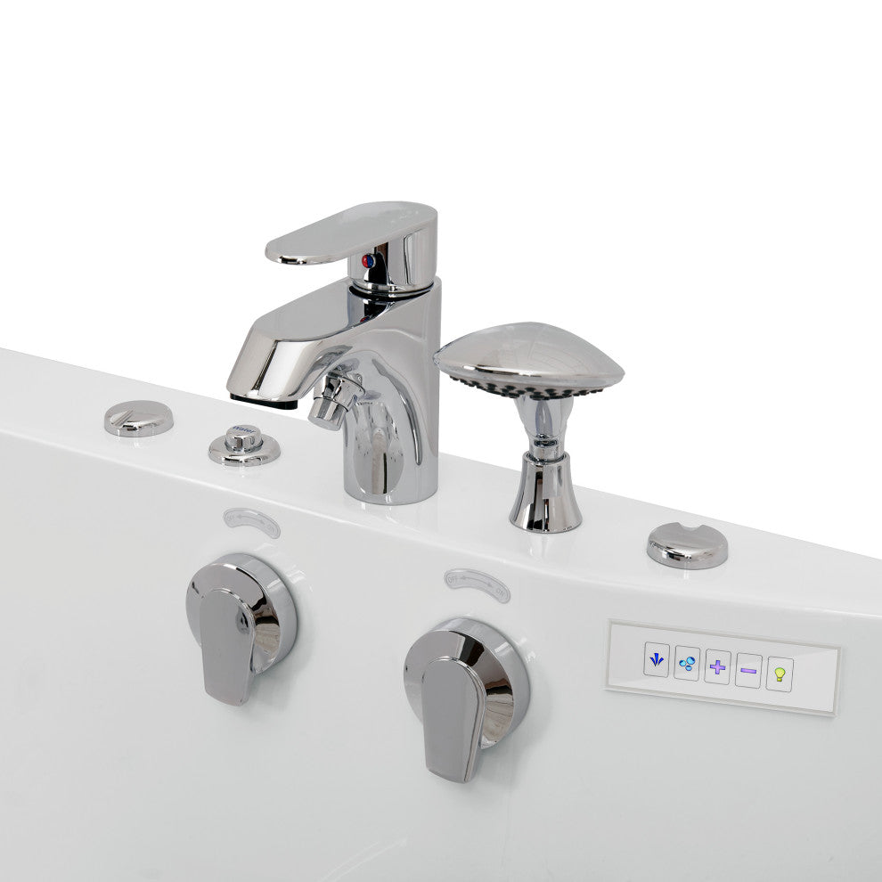 Ella Tub4Two 32"x60" Hydro+Air Massage+Foot Massage Acrylic Two Seat Walk, Tub