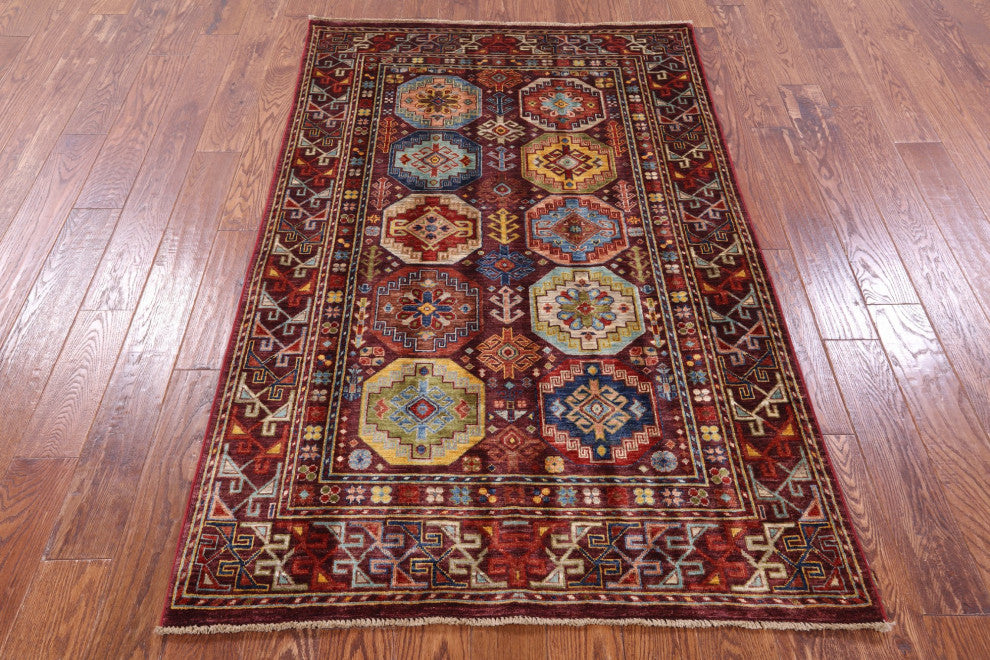 Hand Knotted Bokhara Wool Rug 4' 0" X 6' 4" - Q12157