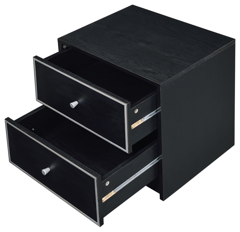 Jabir Accent Table, Brown Walnut and Black Finish