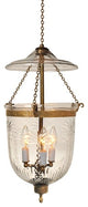 Palm Tree Etching Hundi Glass Bell Jar Lantern 9"D, Antique Bronze