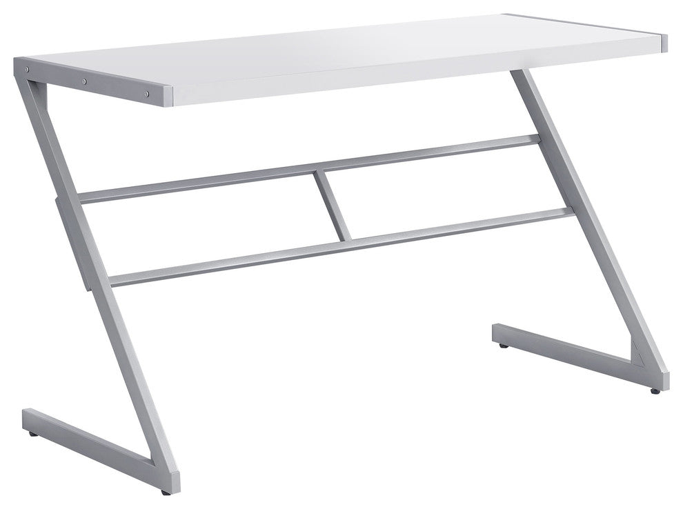 Computer Desk Home Office Laptop 48"L Work Metal Laminate White Grey