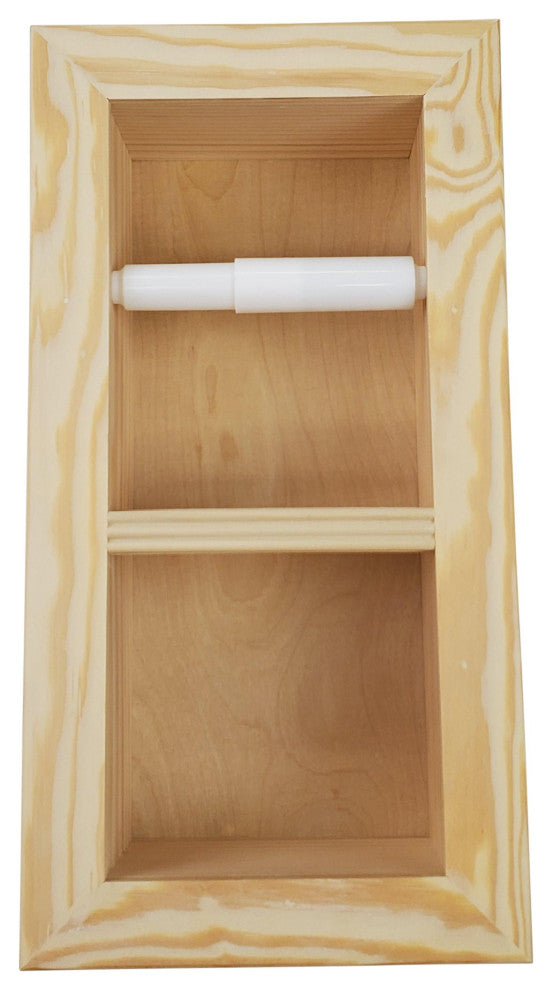 Bayshore Recessed Solid Wood Double Toilet Paper Holder 7 X 14.5, Unfinished