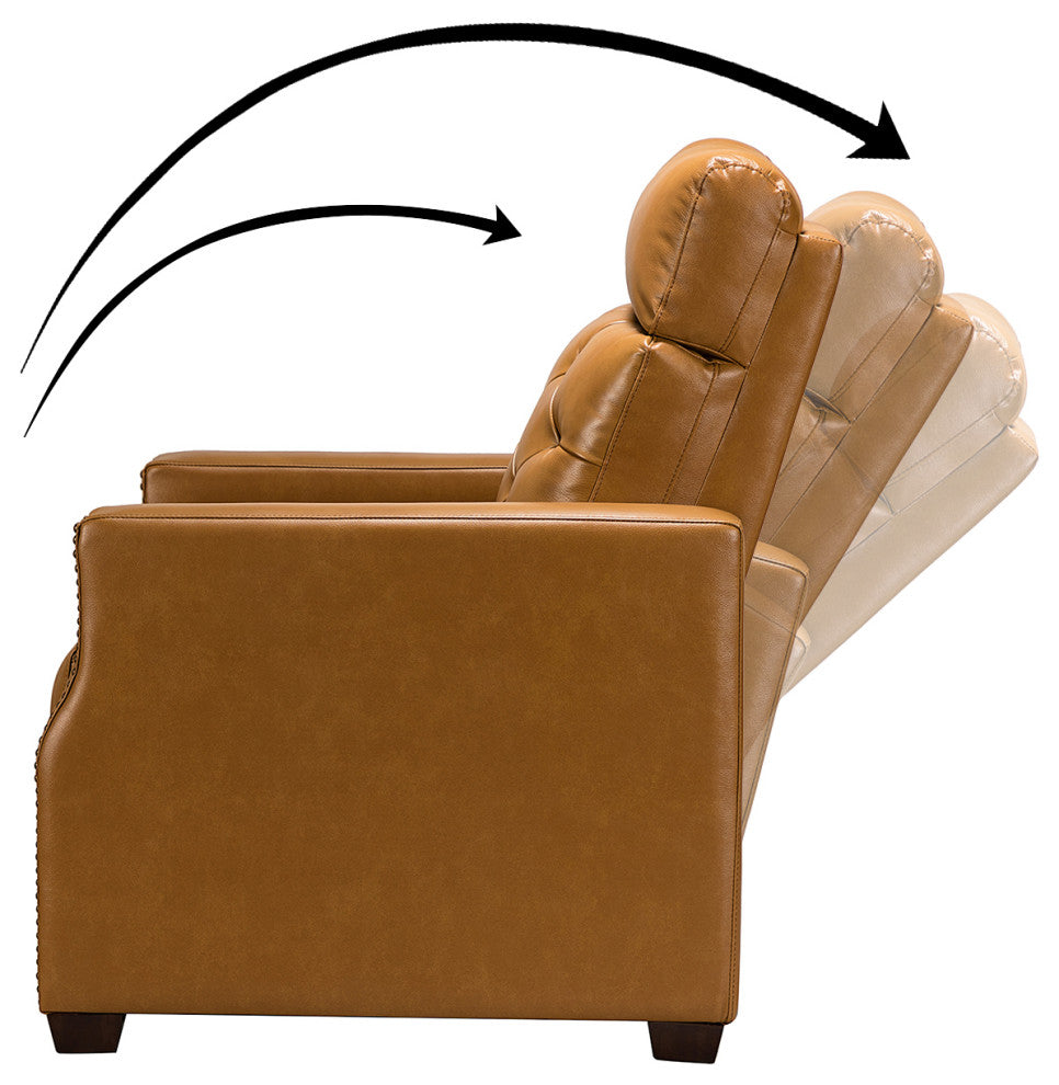 Fernando 31.50"W Genuine Leather Power Recliner, Set of 2, Camel