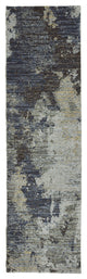 12' Runner Navy and Blue Abstract Power Loom Runner Rug