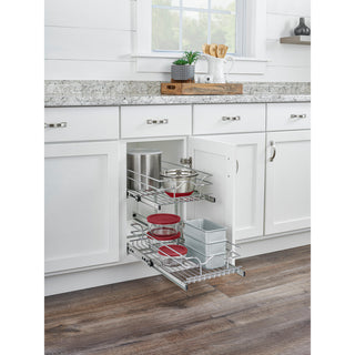 Two-Tier Bottom Mount Pull Out Steel Wire Organizer, 11.75"