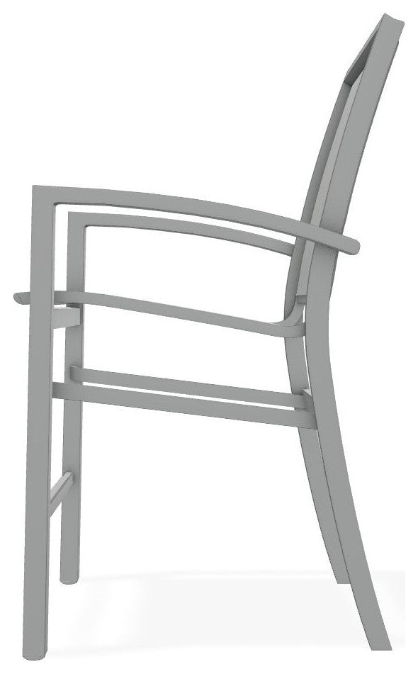 Kendall Sling Balcony Height Stackable Outdoor Stool, Alloy/Graphite