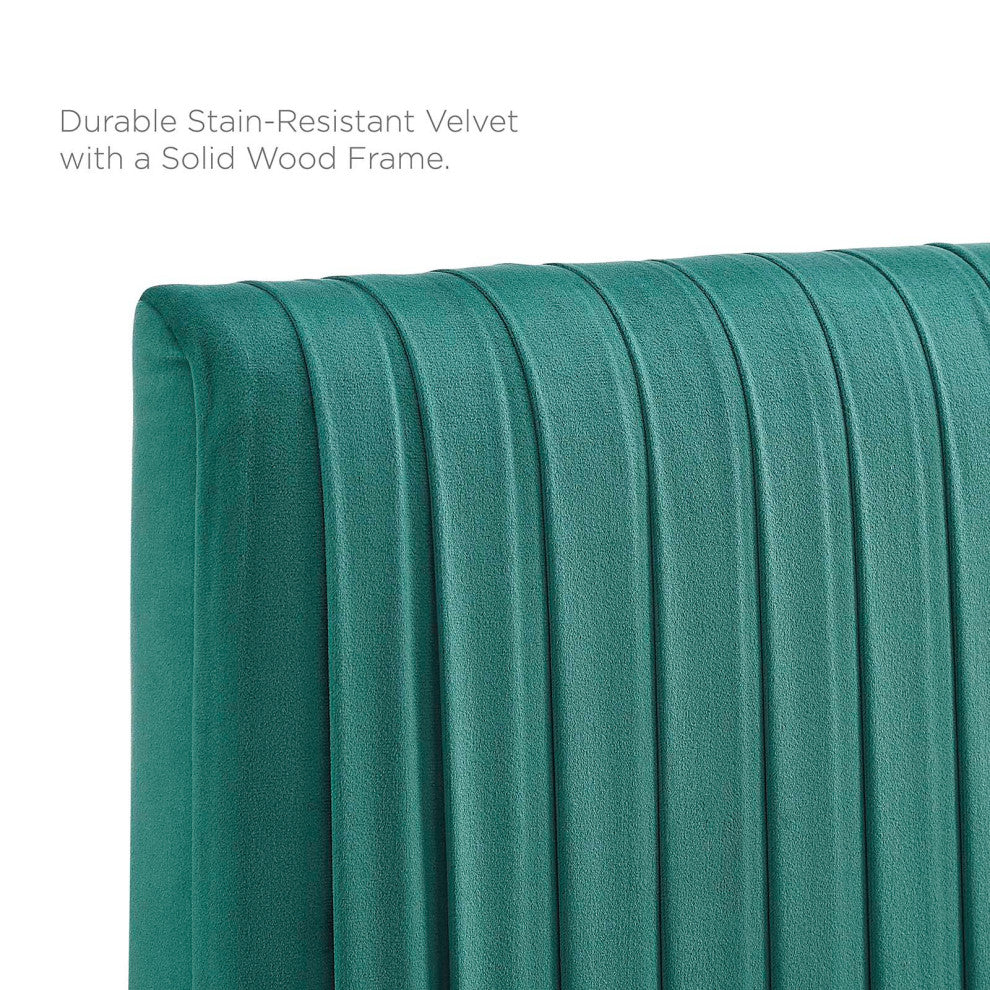 Tufted Headboard, Twin Size, Velvet, Teal Blue, Modern Contemporary, Bedroom
