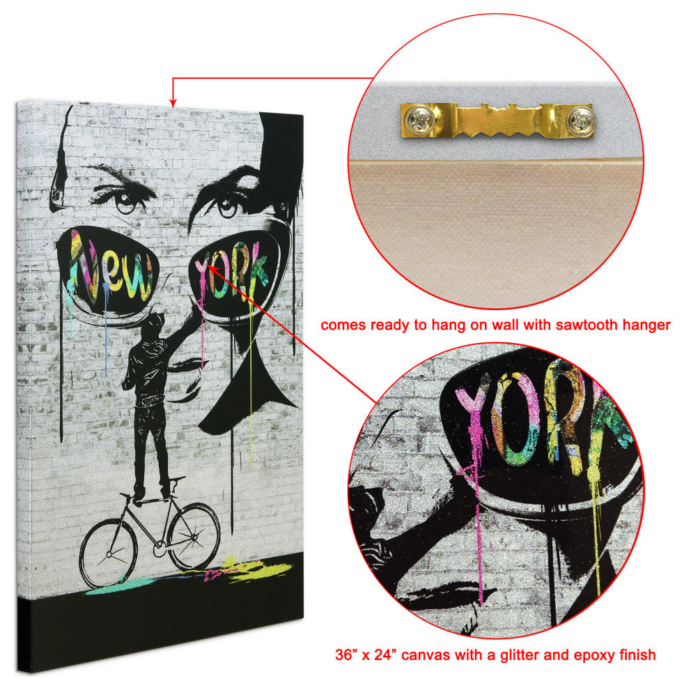 "New York Wall Glitter" High Resolution Graphic Wall Art Print on Wrapped Canvas